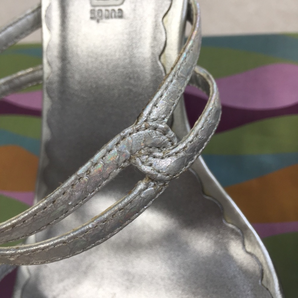 Moda Spana Dressy Silver Iridescent Strap Slip On Backless Heeled Sandal - 6 - Picture 10 of 10